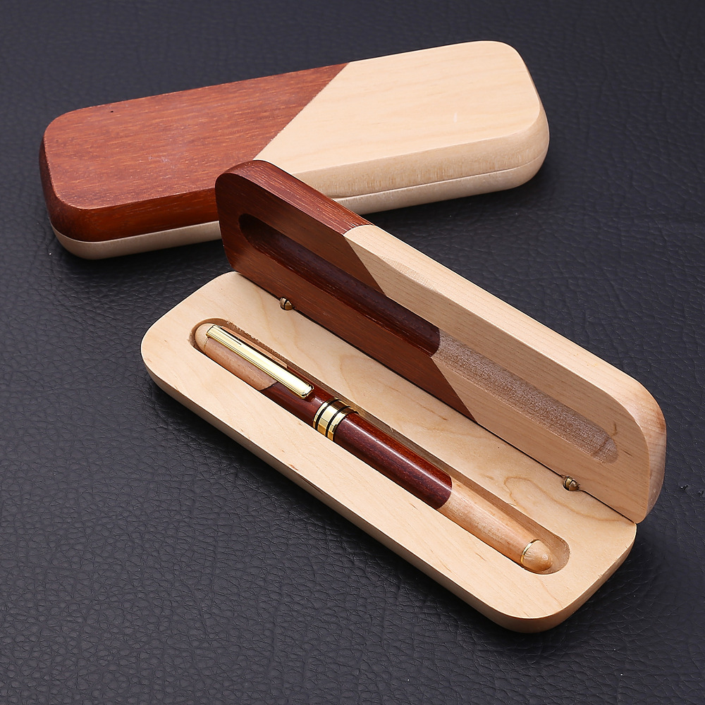 Patchwork Pen Set Wooden Box Gift Practical School Company Staff Gift Wooden Pen Logo Production Spot