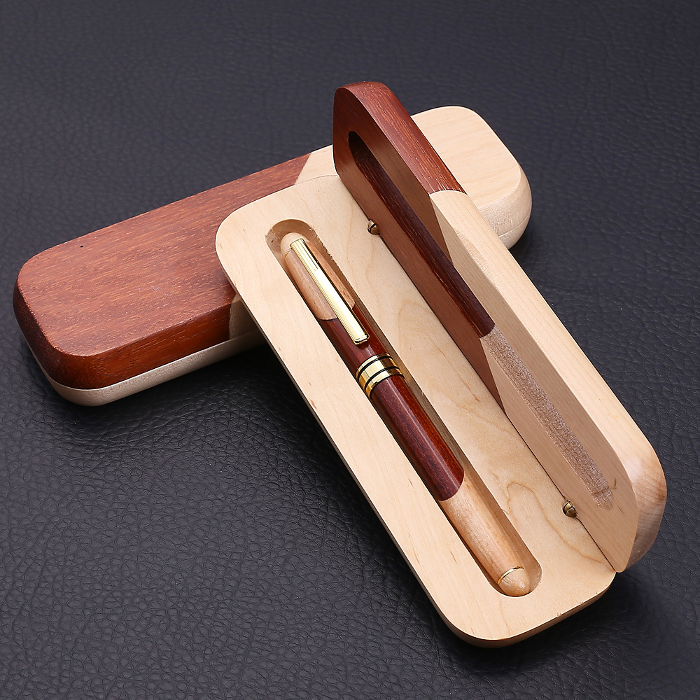 Patchwork Pen Set Wooden Box Gift Practical School Company Staff Gift Wooden Pen Logo Production Spot