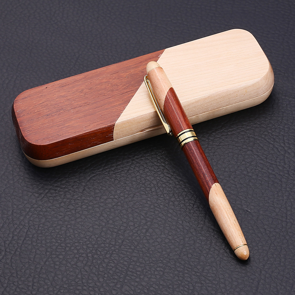 Patchwork Pen Set Wooden Box Gift Practical School Company Staff Gift Wooden Pen Logo Production Spot