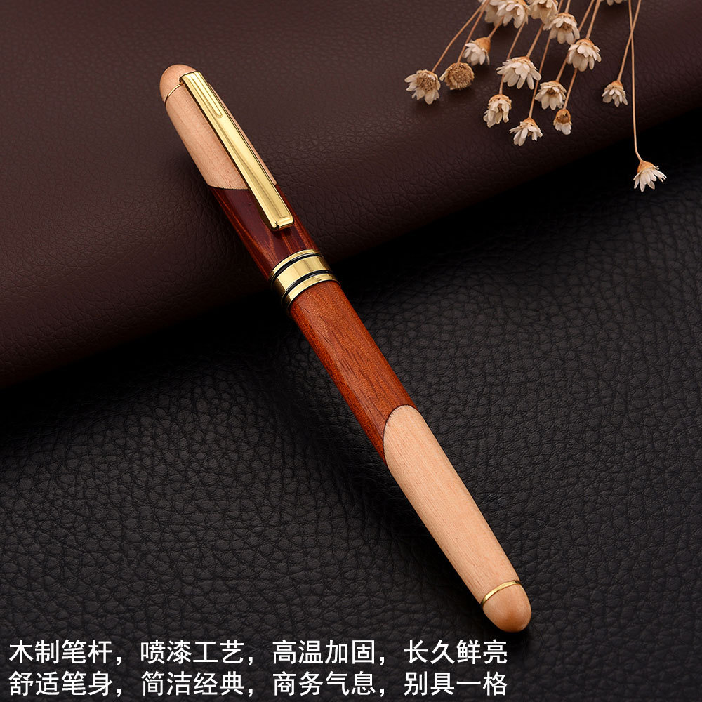 Patchwork Pen Set Wooden Box Gift Practical School Company Staff Gift Wooden Pen Logo Production Spot