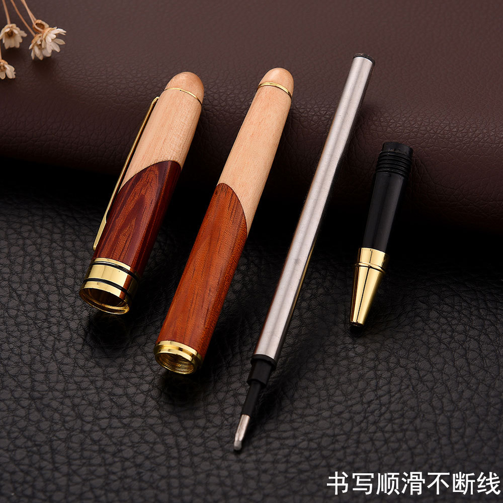 Patchwork Pen Set Wooden Box Gift Practical School Company Staff Gift Wooden Pen Logo Production Spot