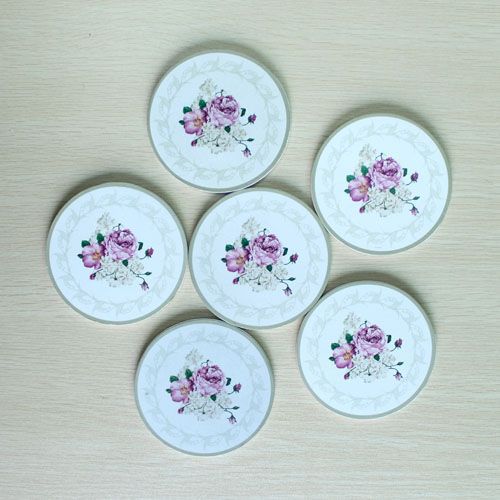 New Starting Point Home/round Wooden Peony Coaster/Heat Proof Mat Wooden Coaster Set 6 Pieces Free Wooden Box