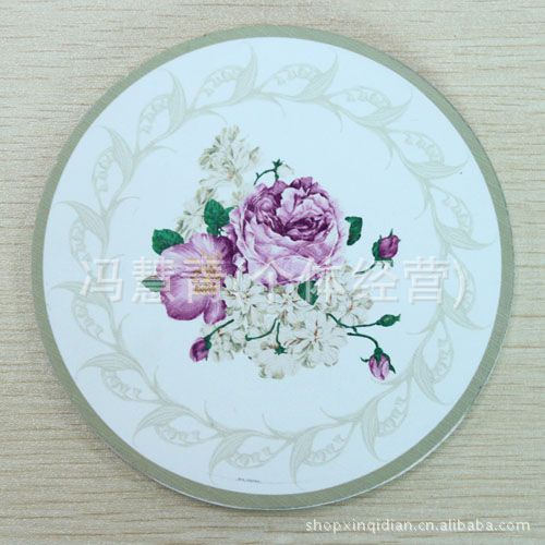 New Starting Point Home/round Wooden Peony Coaster/Heat Proof Mat Wooden Coaster Set 6 Pieces Free Wooden Box