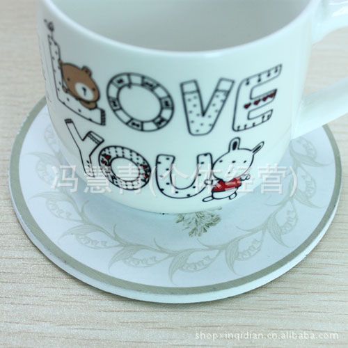 New Starting Point Home/round Wooden Peony Coaster/Heat Proof Mat Wooden Coaster Set 6 Pieces Free Wooden Box