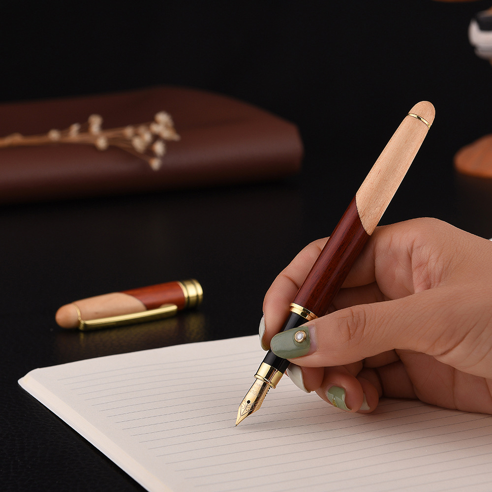 Vintage Rosewood Wood Splicing Ballpoint Pen Suit Wood Splicing Pencil Case Customized Enterprise Logo Creative Craft Gift Wooden Box Vintage Rosewood Wood Splicing Ballpoint Pen Suit Wood Splicing Pencil Case Customized Enterprise Logo Creative Craft Gift Wooden Box