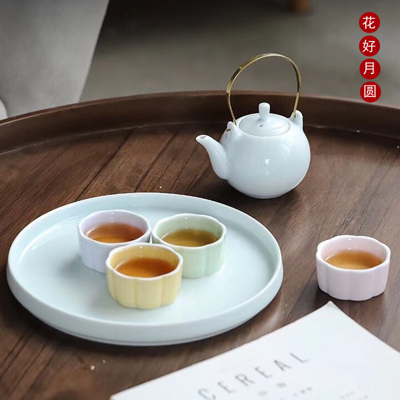 Festival Business Leaders Gift Blooming Flowers and Full Moon Tea Moon Cake Tea Containers Tea Tray Kung Fu Tea Set