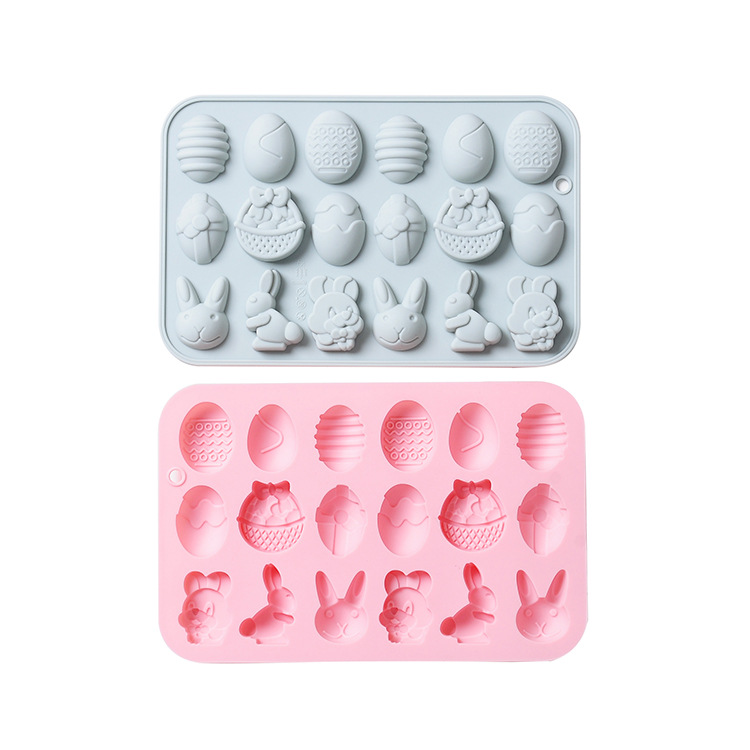 Spot Silicone 18-Piece Rejuvenating Device Rabbit Chocolate Mold Ice Tray Easter Day DIY Egg Pattern Cake Mold