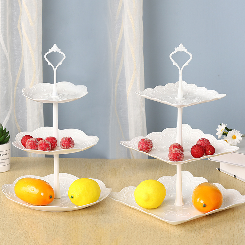 Afternoon Tea Dessert Tray MultiLayer Plastic Fruit Plate Dessert Table Decoration Cake Plate ThreeLayer Cake Stand