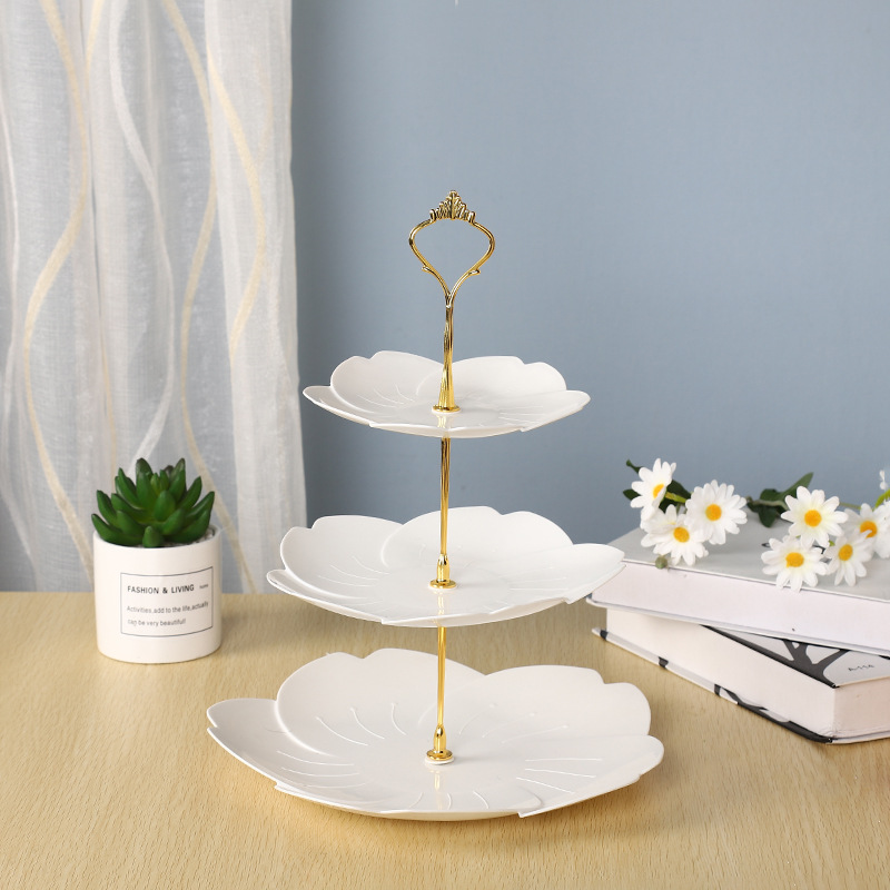 Afternoon Tea Dessert Tray MultiLayer Plastic Fruit Plate Dessert Table Decoration Cake Plate ThreeLayer Cake Stand