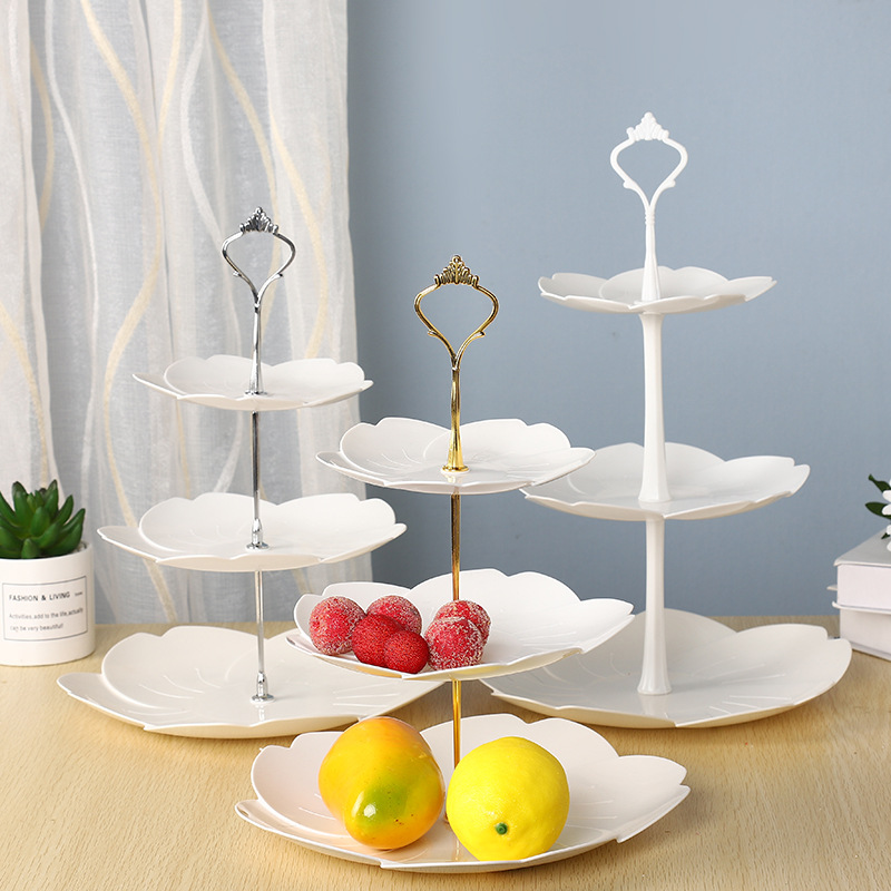 Afternoon Tea Dessert Tray MultiLayer Plastic Fruit Plate Dessert Table Decoration Cake Plate ThreeLayer Cake Stand