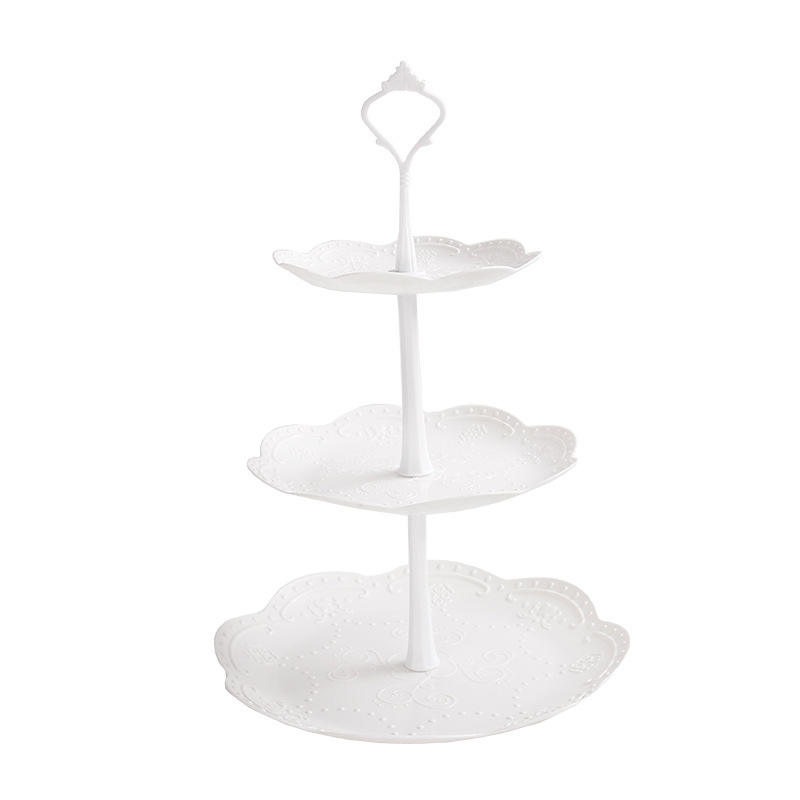 Afternoon Tea Dessert Tray MultiLayer Plastic Fruit Plate Dessert Table Decoration Cake Plate ThreeLayer Cake Stand