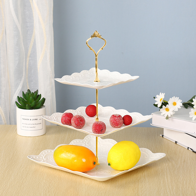Afternoon Tea Dessert Tray MultiLayer Plastic Fruit Plate Dessert Table Decoration Cake Plate ThreeLayer Cake Stand