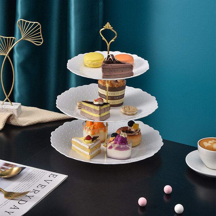 Afternoon Tea Dessert Tray MultiLayer Plastic Fruit Plate Dessert Table Decoration Cake Plate ThreeLayer Cake Stand
