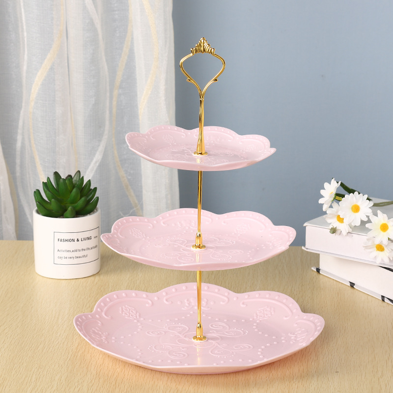 Afternoon Tea Dessert Tray MultiLayer Plastic Fruit Plate Dessert Table Decoration Cake Plate ThreeLayer Cake Stand