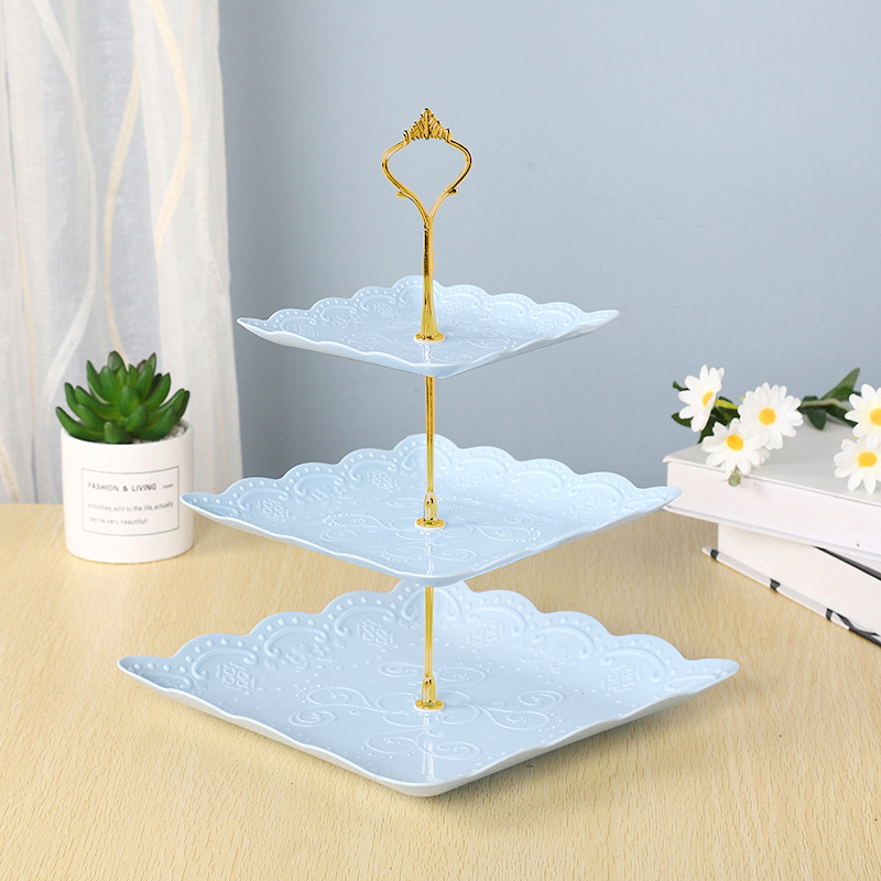 Afternoon Tea Dessert Tray MultiLayer Plastic Fruit Plate Dessert Table Decoration Cake Plate ThreeLayer Cake Stand