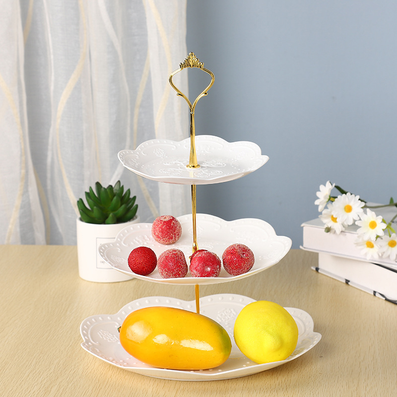 Afternoon Tea Dessert Tray MultiLayer Plastic Fruit Plate Dessert Table Decoration Cake Plate ThreeLayer Cake Stand