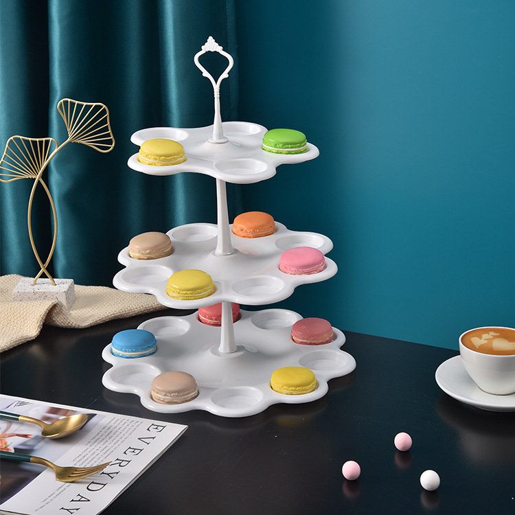 Afternoon Tea Dessert Tray MultiLayer Plastic Fruit Plate Dessert Table Decoration Cake Plate ThreeLayer Cake Stand