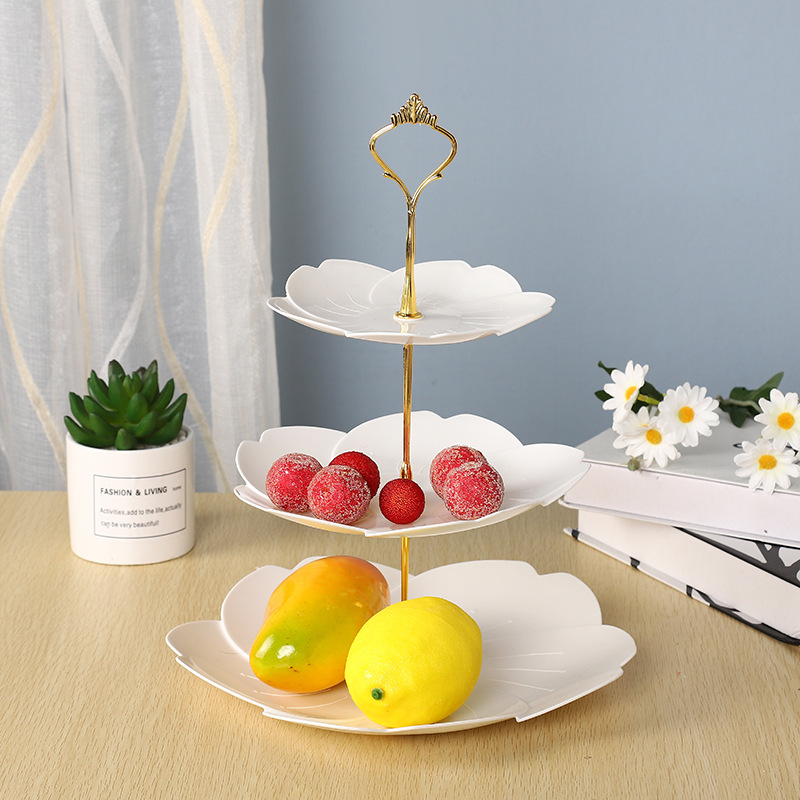 Afternoon Tea Dessert Tray MultiLayer Plastic Fruit Plate Dessert Table Decoration Cake Plate ThreeLayer Cake Stand