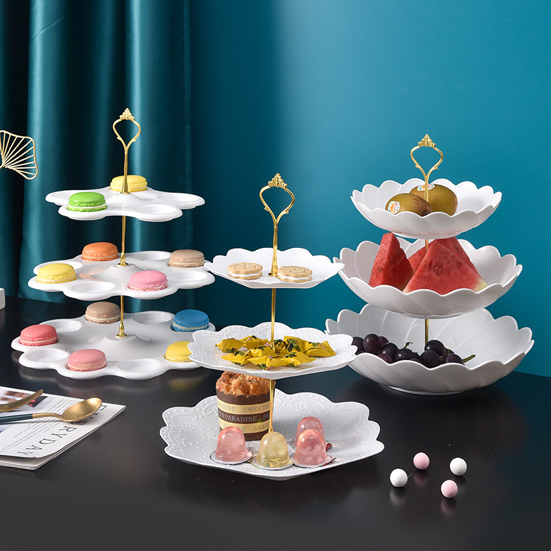 Afternoon Tea Dessert Tray MultiLayer Plastic Fruit Plate Dessert Table Decoration Cake Plate ThreeLayer Cake Stand