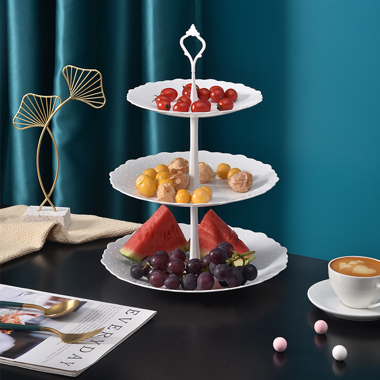 Afternoon Tea Dessert Tray MultiLayer Plastic Fruit Plate Dessert Table Decoration Cake Plate ThreeLayer Cake Stand