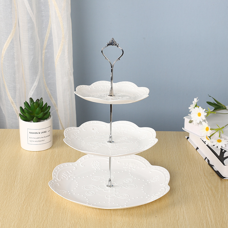 Afternoon Tea Dessert Tray MultiLayer Plastic Fruit Plate Dessert Table Decoration Cake Plate ThreeLayer Cake Stand