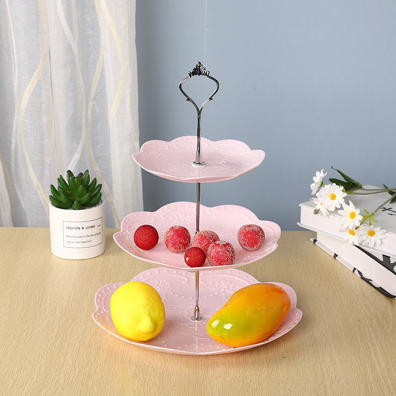 Afternoon Tea Dessert Tray MultiLayer Plastic Fruit Plate Dessert Table Decoration Cake Plate ThreeLayer Cake Stand