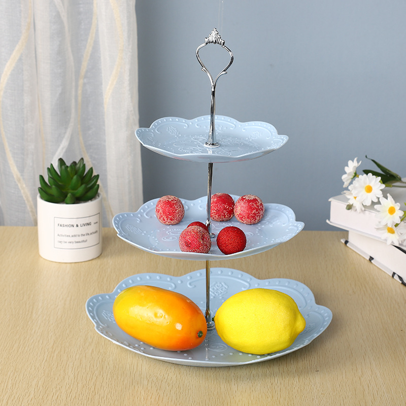 Afternoon Tea Dessert Tray MultiLayer Plastic Fruit Plate Dessert Table Decoration Cake Plate ThreeLayer Cake Stand