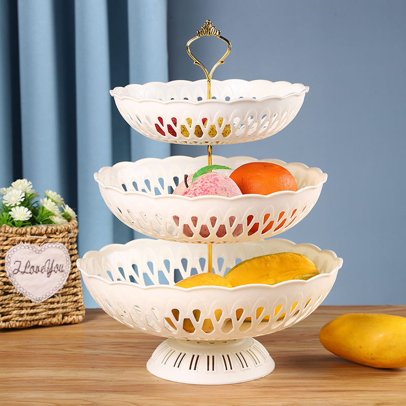 Afternoon Tea Dessert Tray MultiLayer Plastic Fruit Plate Dessert Table Decoration Cake Plate ThreeLayer Cake Stand