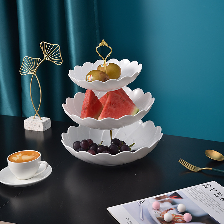 Afternoon Tea Dessert Tray MultiLayer Plastic Fruit Plate Dessert Table Decoration Cake Plate ThreeLayer Cake Stand