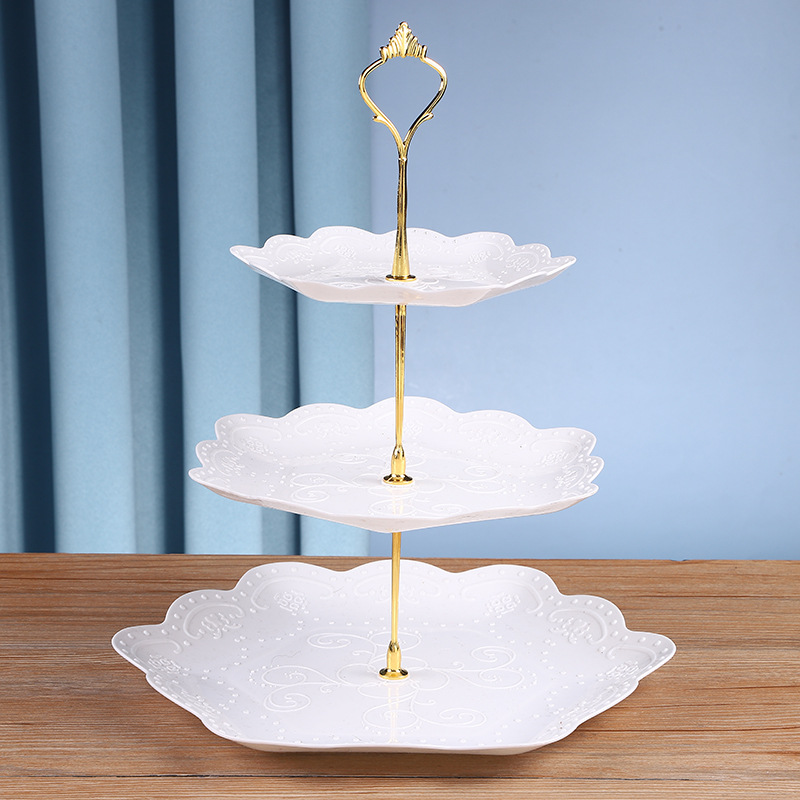 Afternoon Tea Dessert Tray MultiLayer Plastic Fruit Plate Dessert Table Decoration Cake Plate ThreeLayer Cake Stand