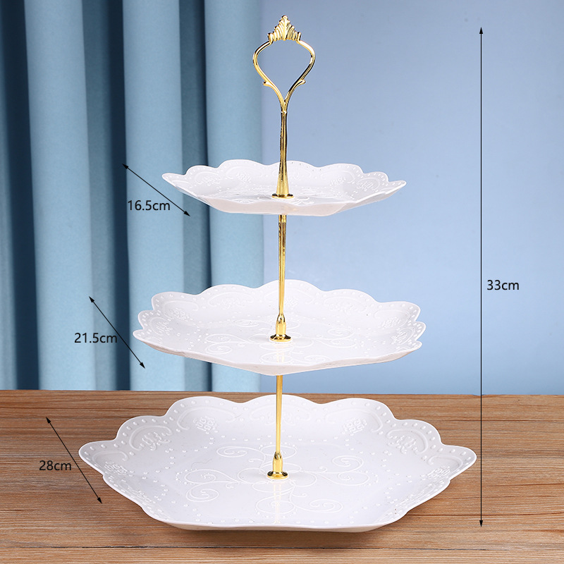 Afternoon Tea Dessert Tray MultiLayer Plastic Fruit Plate Dessert Table Decoration Cake Plate ThreeLayer Cake Stand