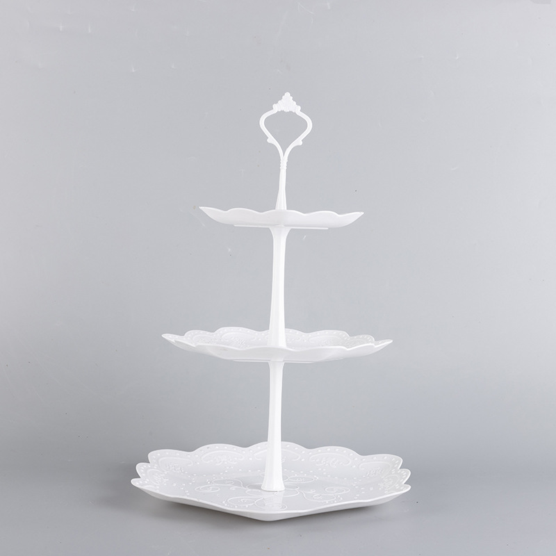 Afternoon Tea Dessert Tray MultiLayer Plastic Fruit Plate Dessert Table Decoration Cake Plate ThreeLayer Cake Stand