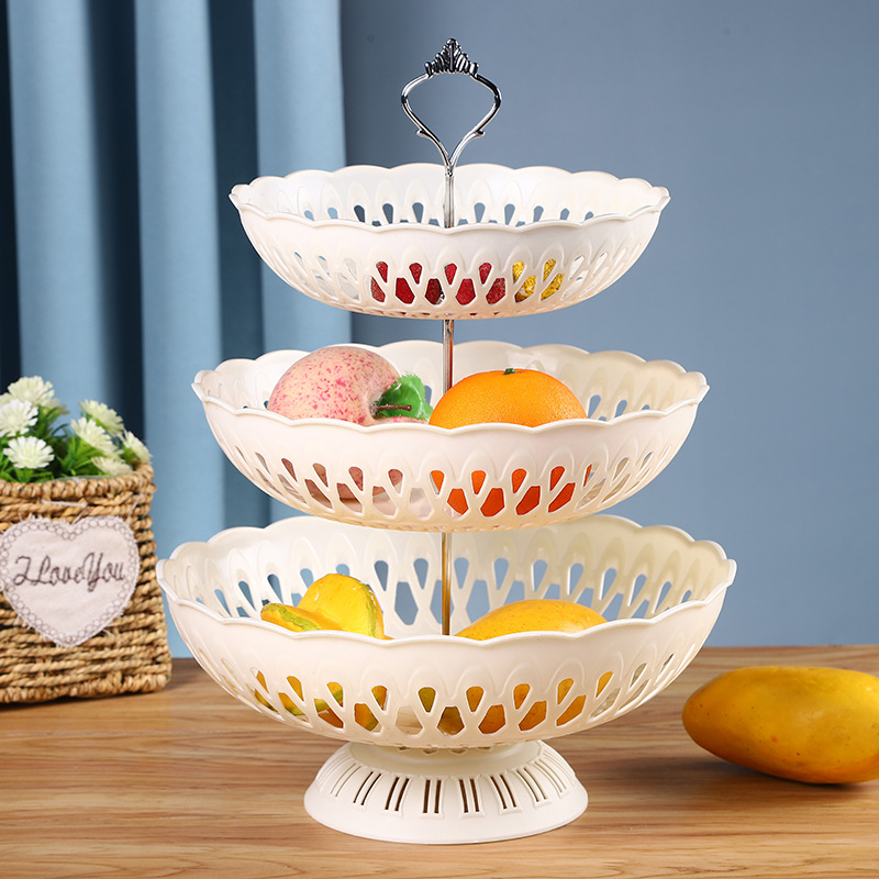 Afternoon Tea Dessert Tray MultiLayer Plastic Fruit Plate Dessert Table Decoration Cake Plate ThreeLayer Cake Stand