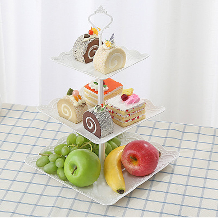 Afternoon Tea Dessert Tray MultiLayer Plastic Fruit Plate Dessert Table Decoration Cake Plate ThreeLayer Cake Stand