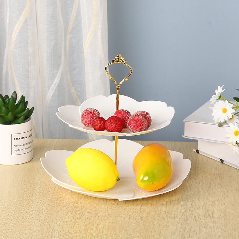 Afternoon Tea Dessert Tray MultiLayer Plastic Fruit Plate Dessert Table Decoration Cake Plate ThreeLayer Cake Stand