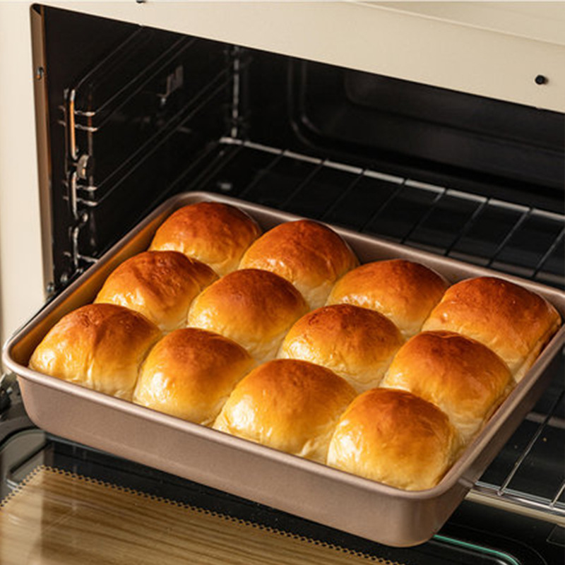 Rectangular Ovenware Carbon Steel Baking Tray Cake Baking Pan Square Household Pizza Grill Gold Baking Pan