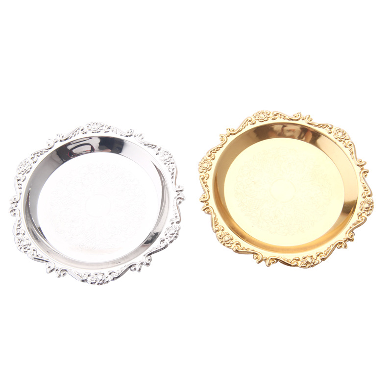 High-End Silver-Plated Domestic Ornaments Fruit Plate Afternoon Tea Snack Plate Cake Tray Party Supplies 3042