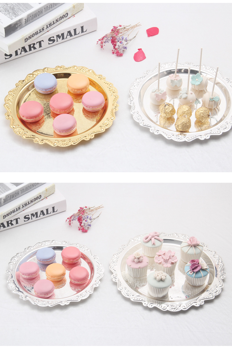 High-End Silver-Plated Domestic Ornaments Fruit Plate Afternoon Tea Snack Plate Cake Tray Party Supplies 3042