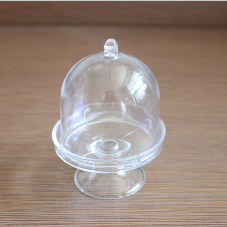 Simulation Candy Toy Transparent Plastic Cake Tray Gold and Silver Cake Cover Mini Candy Toy Works Dustproof Display Cover