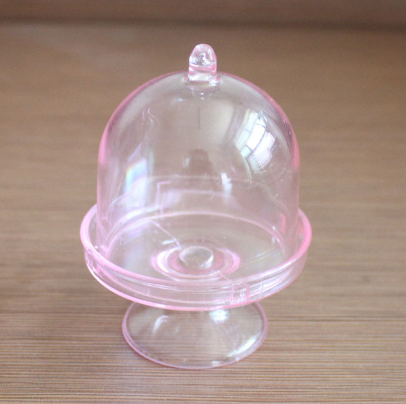 Simulation Candy Toy Transparent Plastic Cake Tray Gold and Silver Cake Cover Mini Candy Toy Works Dustproof Display Cover