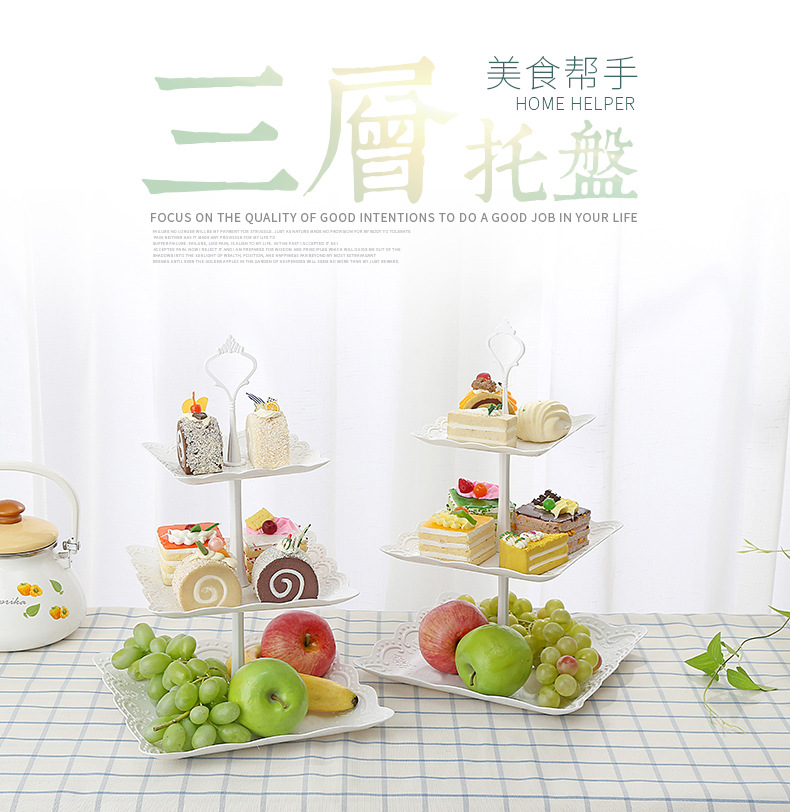 ThreeLayer Fruit Plate Dried Fruit Tray Afternoon Tea Snack Tray Dessert Table MultiLayer Cake Stand Cake Tabletop