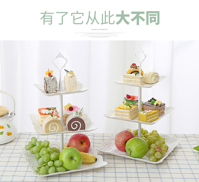 ThreeLayer Fruit Plate Dried Fruit Tray Afternoon Tea Snack Tray Dessert Table MultiLayer Cake Stand Cake Tabletop