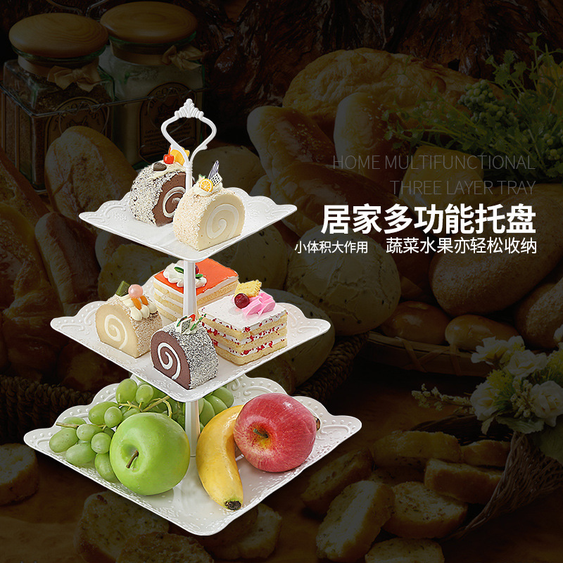 ThreeLayer Fruit Plate Dried Fruit Tray Afternoon Tea Snack Tray Dessert Table MultiLayer Cake Stand Cake Tabletop