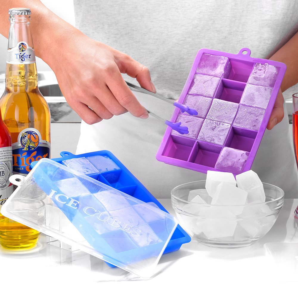 Silicone Ice Tray with Lid Ice Cube Mold ThreeDimensional Ice Box Cake Baking Chocolate Mold Supplementary Food Box