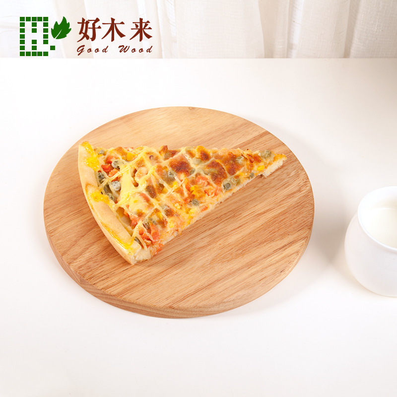 Haomulai Cut Pizza Plate Wooden Cut Fruit Cutting Board round Pizza Tray Bread Cake Base Plate Dish