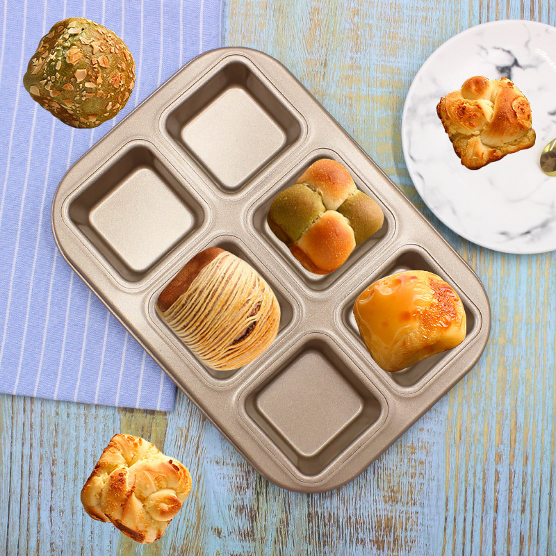 6-Piece Cake Mold Black Gold Non-Stick Baking Tray Muffin Egg Cake Mold AliExpress Cross-Border Platform Exclusive