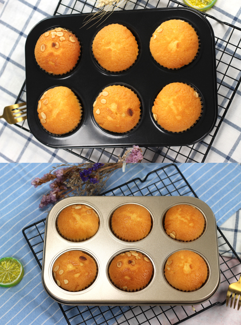 6-Piece Cake Mold Black Gold Non-Stick Baking Tray Muffin Egg Cake Mold AliExpress Cross-Border Platform Exclusive
