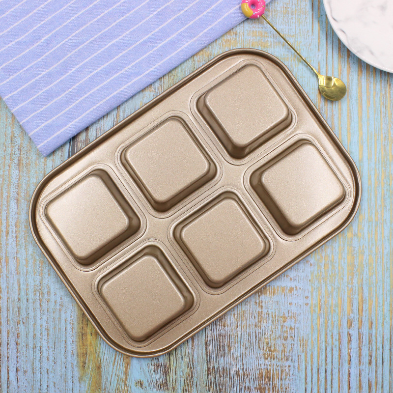6-Piece Cake Mold Black Gold Non-Stick Baking Tray Muffin Egg Cake Mold AliExpress Cross-Border Platform Exclusive