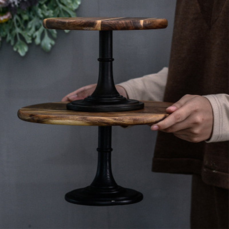 Wooden Cake Stand High Leg Solid Wood Cake Plate European Wedding Party Dessert Display Stand Tray Cake Stand Wholesale