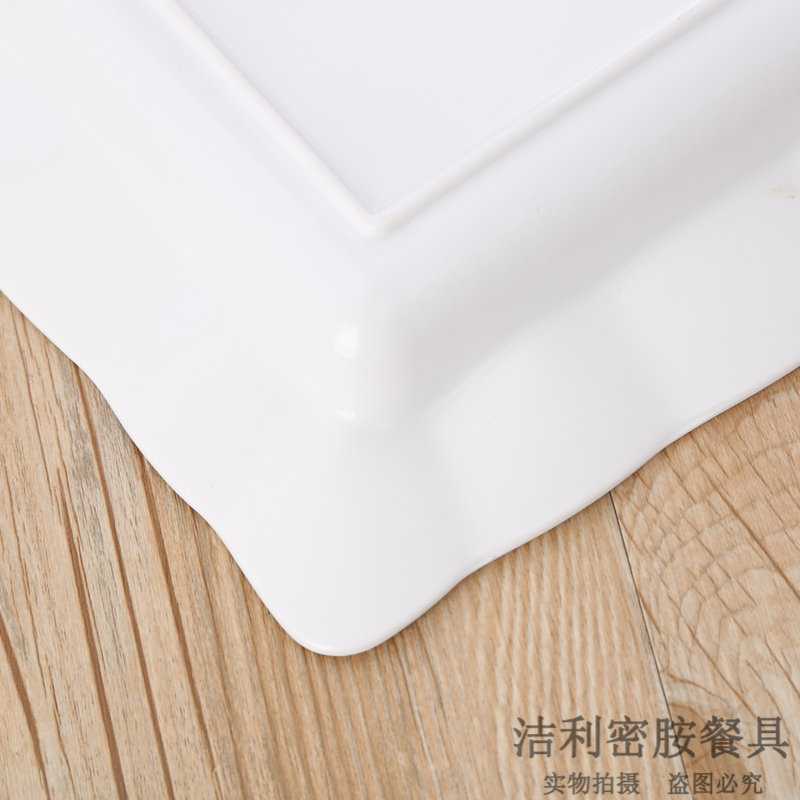 Pure White Melamine Rectangular Tray Simple Water Cup Storage Tray Tea Tray Fruit Plate European Cake Tray and Dinner Plate